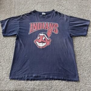 Vintage Cleveland Guardians Shirt Mens 2XL Blue MLB Baseball Joy Athletic 90s